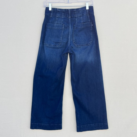 Anthropologie PILCRO The Skipper Wide Leg Cropped Jeans 26P Denim Blue Stretch - Picture 7 of 15